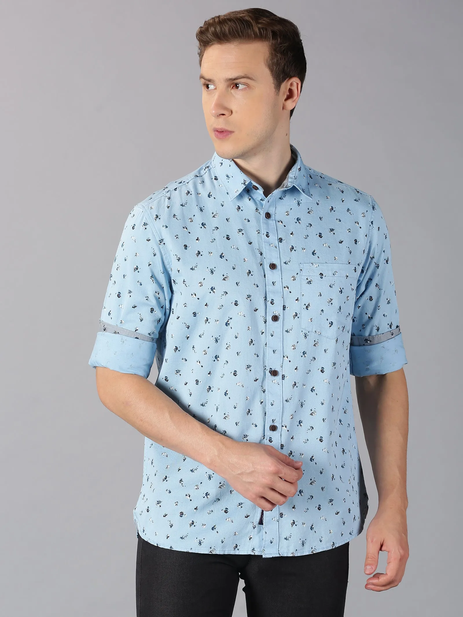 MEN'S BLUE PRINT SLIM FIT SHIRT