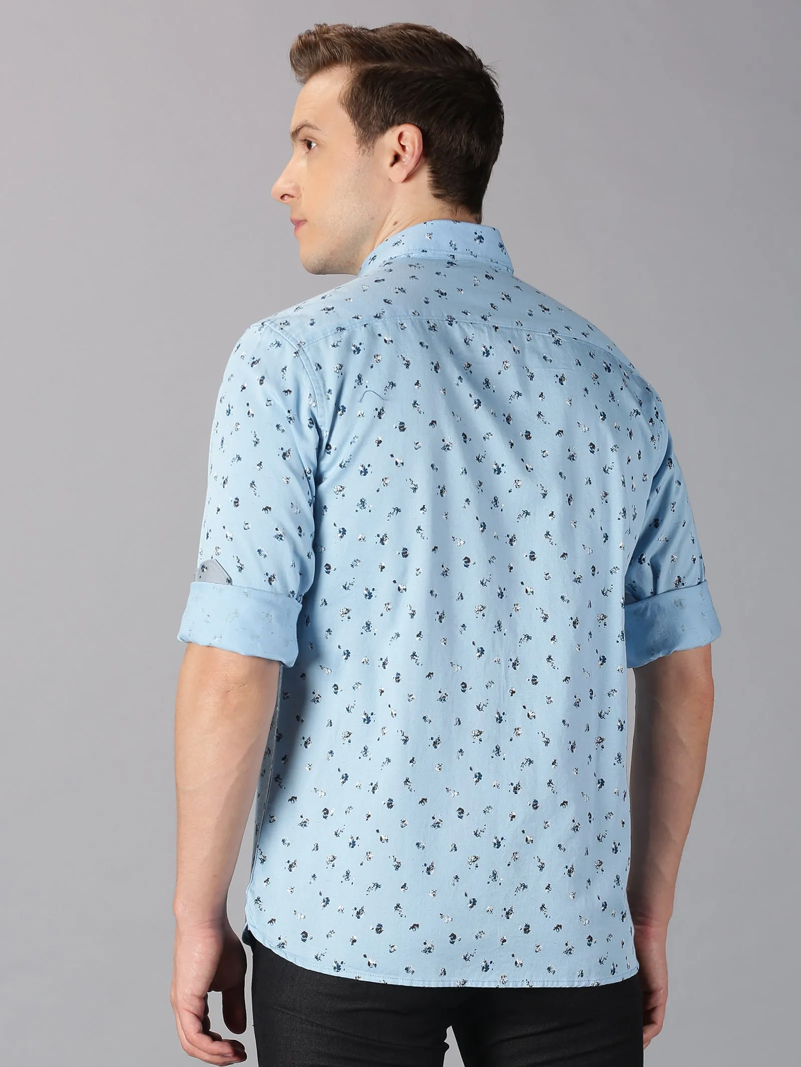 MEN'S BLUE PRINT SLIM FIT SHIRT