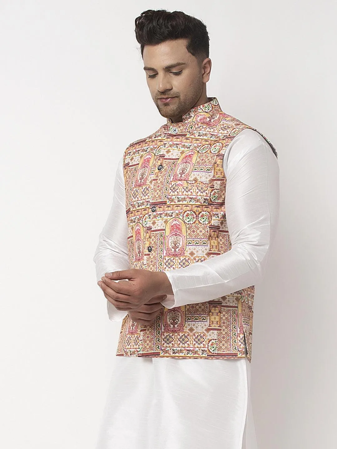 Men's Multicolored Printed Nehru Jacket - Benstoke