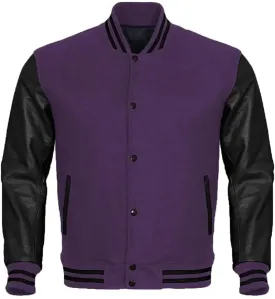 Mens Purple And Black Varsity Jacket