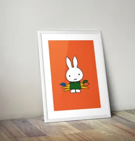 Miffy Holding Paintbrushes Framed Mini Poster