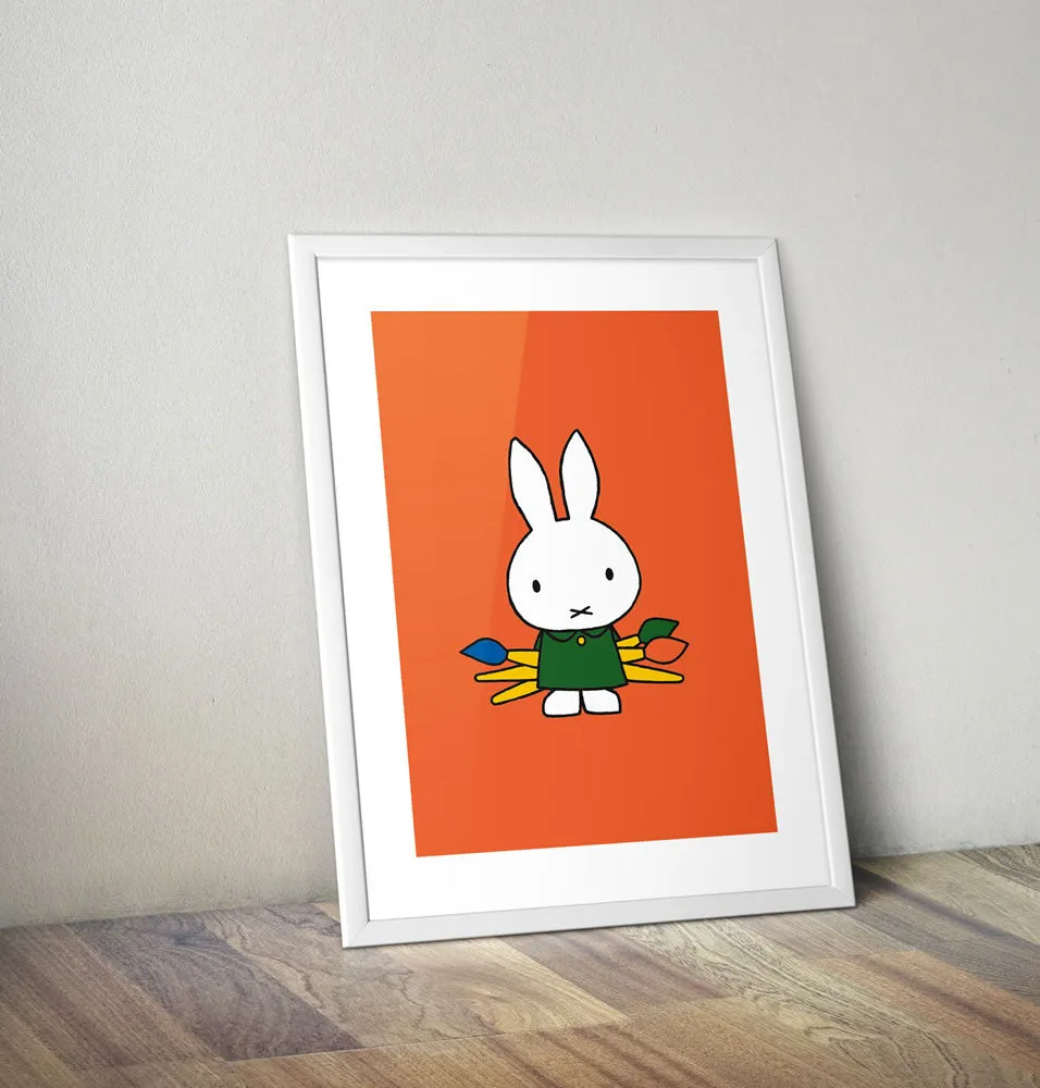 Miffy Holding Paintbrushes Framed Mini Poster