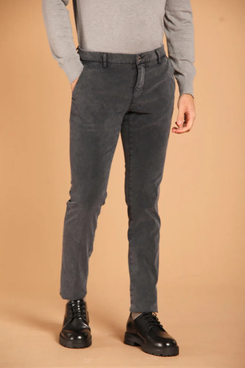 Milano Style Essential pantalone chino uomo in gabardina stretch con effetto marmorizzato extra slim fit