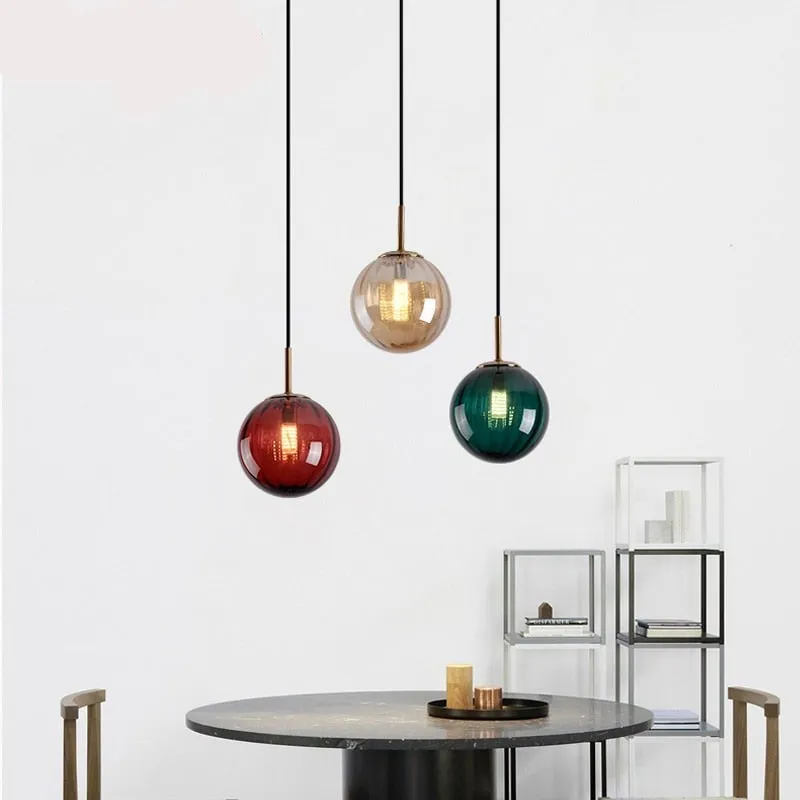 Modern Led Pendant Lights Glass Hanging Lamp 4 Color Options