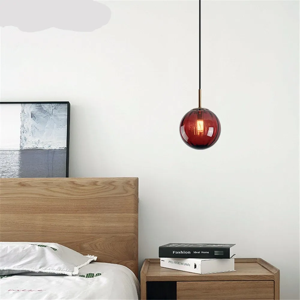 Modern Led Pendant Lights Glass Hanging Lamp 4 Color Options