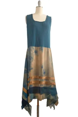 Montmartre Dress w/ Strip Skirt - Teal & Stone - Small