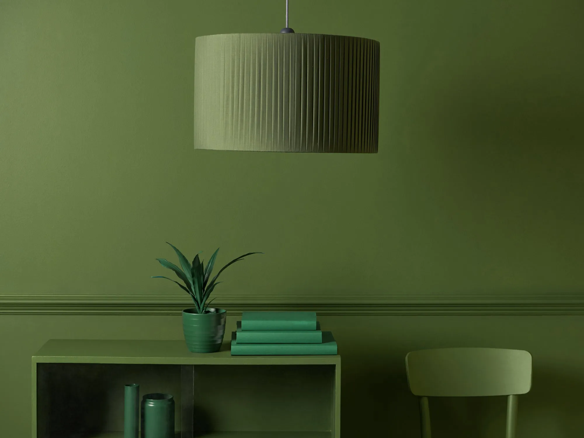 Olive green large pleated shade