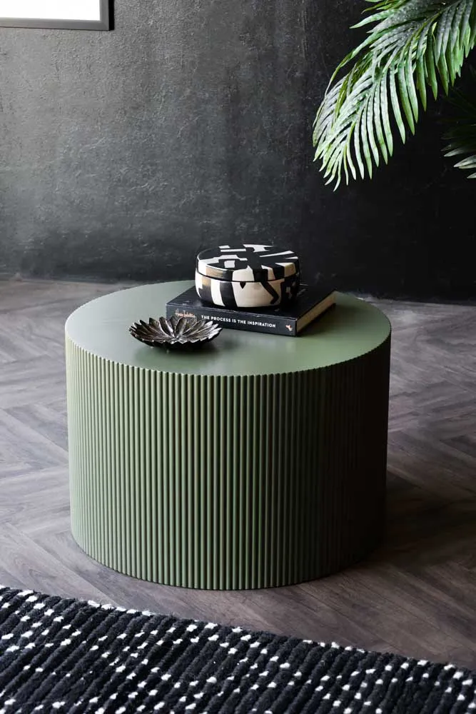 Olive Green Ribbed Coffee Table