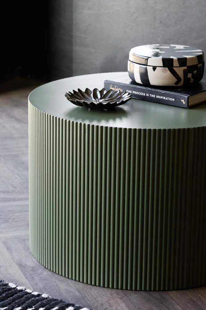 Olive Green Ribbed Coffee Table