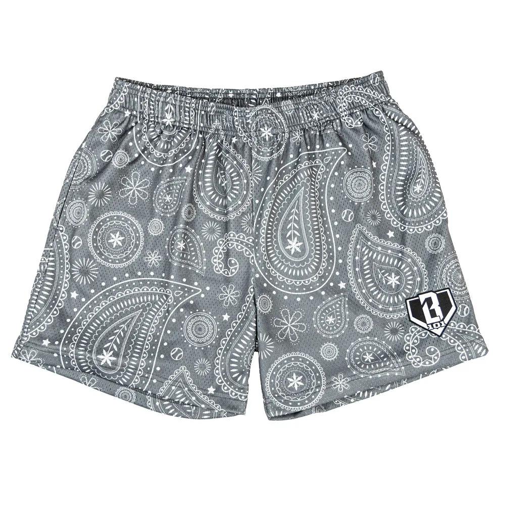 Paisley Youth Shorts - Gray