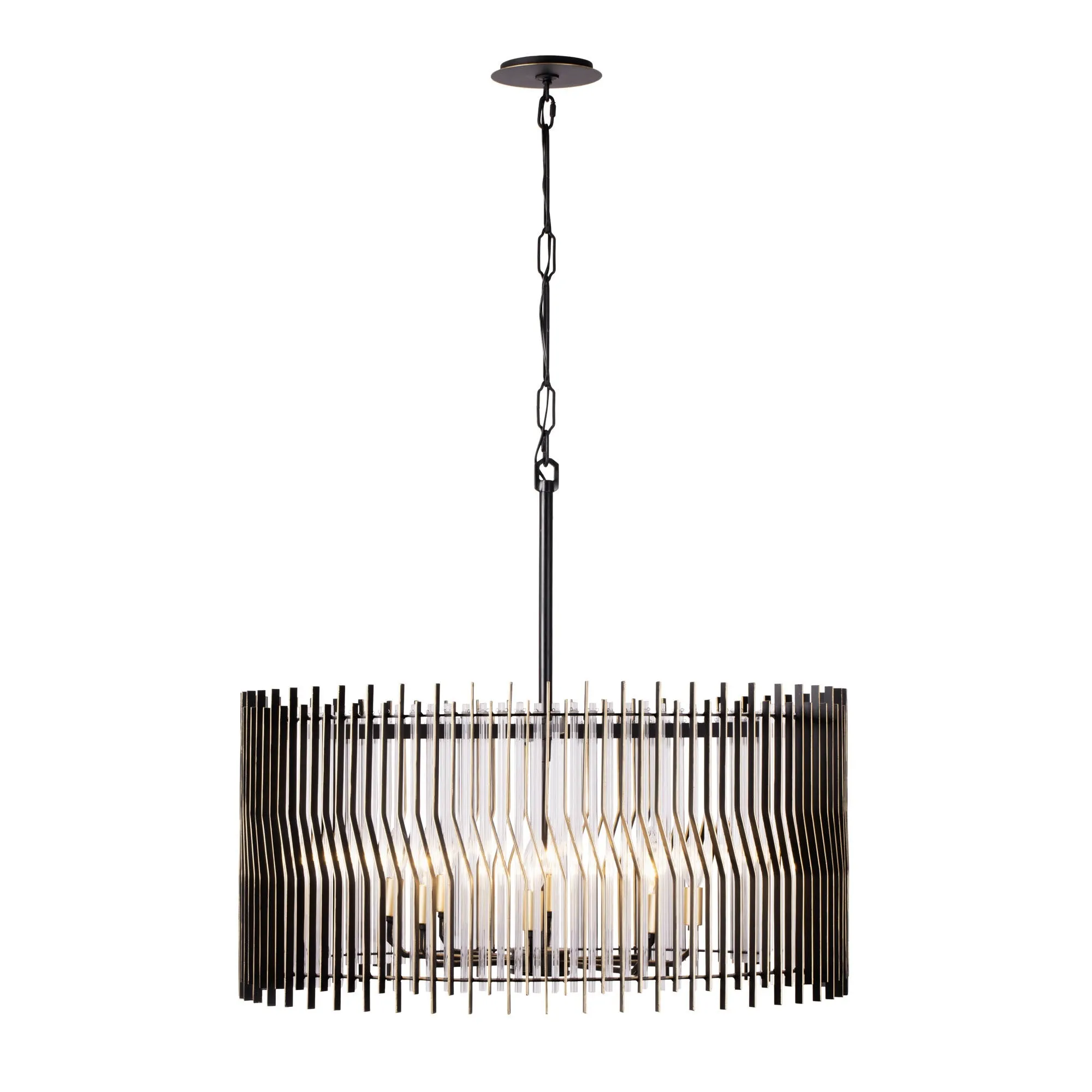 Park Row 393P08MBFG 8-Light Pendant Light - Matte Black/French Gold