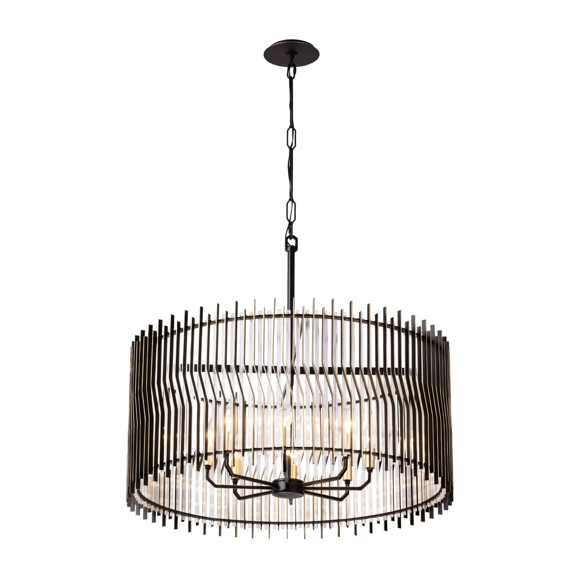 Park Row 393P08MBFG 8-Light Pendant Light - Matte Black/French Gold