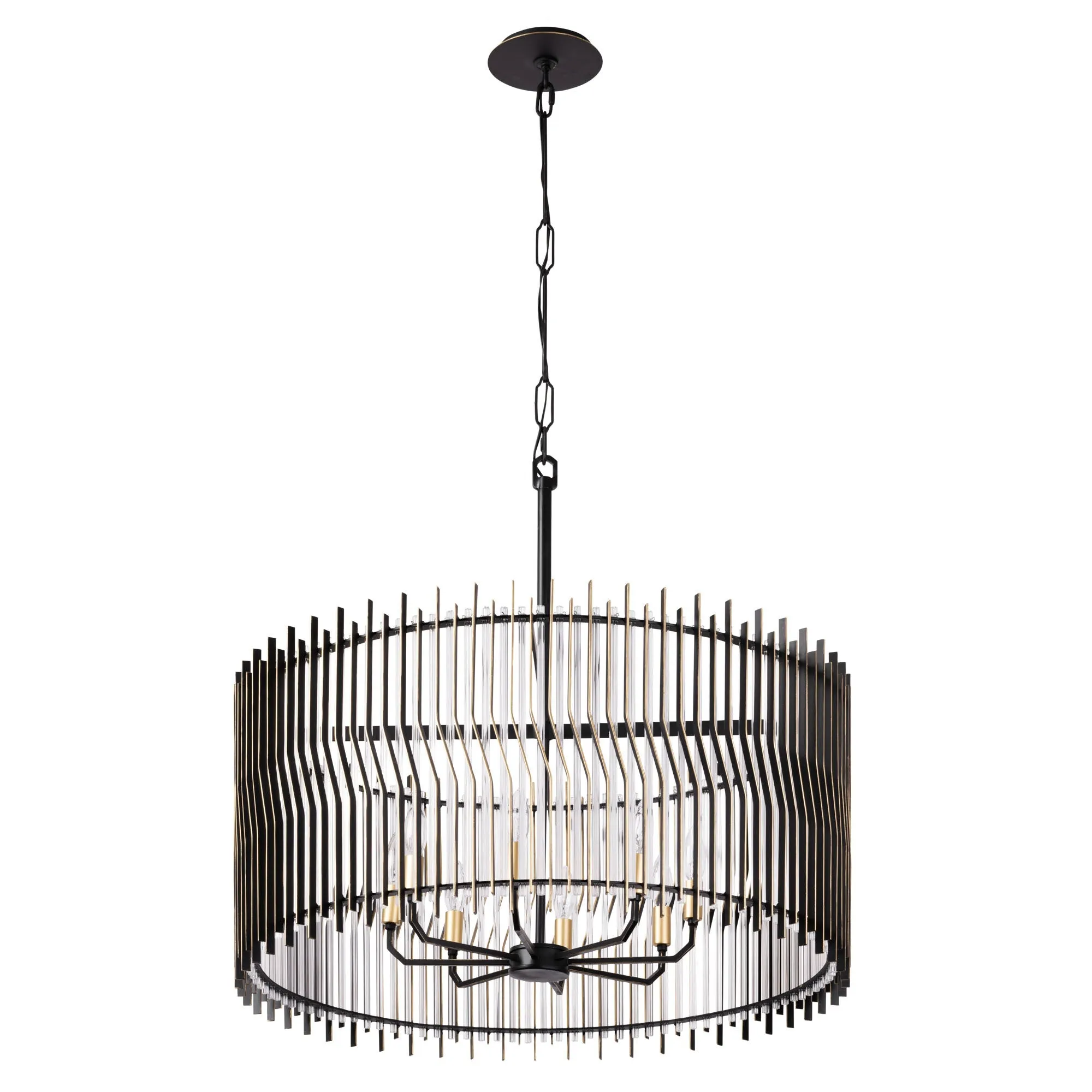 Park Row 393P08MBFG 8-Light Pendant Light - Matte Black/French Gold