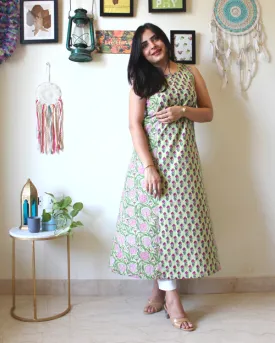 Pear Green Cotton Dress Kurta