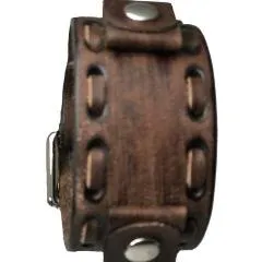 Perforated Dash Dark Brown Leather Cuff