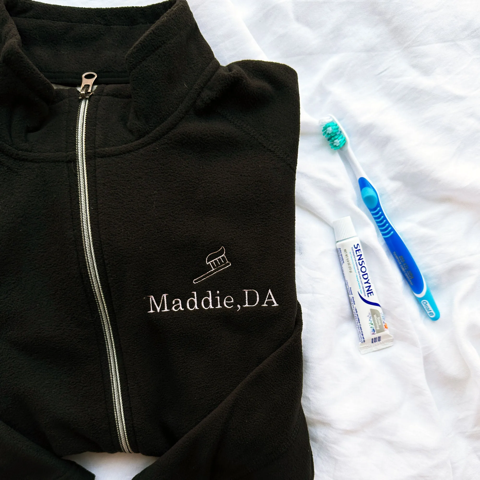 Personalized Tooth Brush Dental Full Zip Fleece Sweatshirt