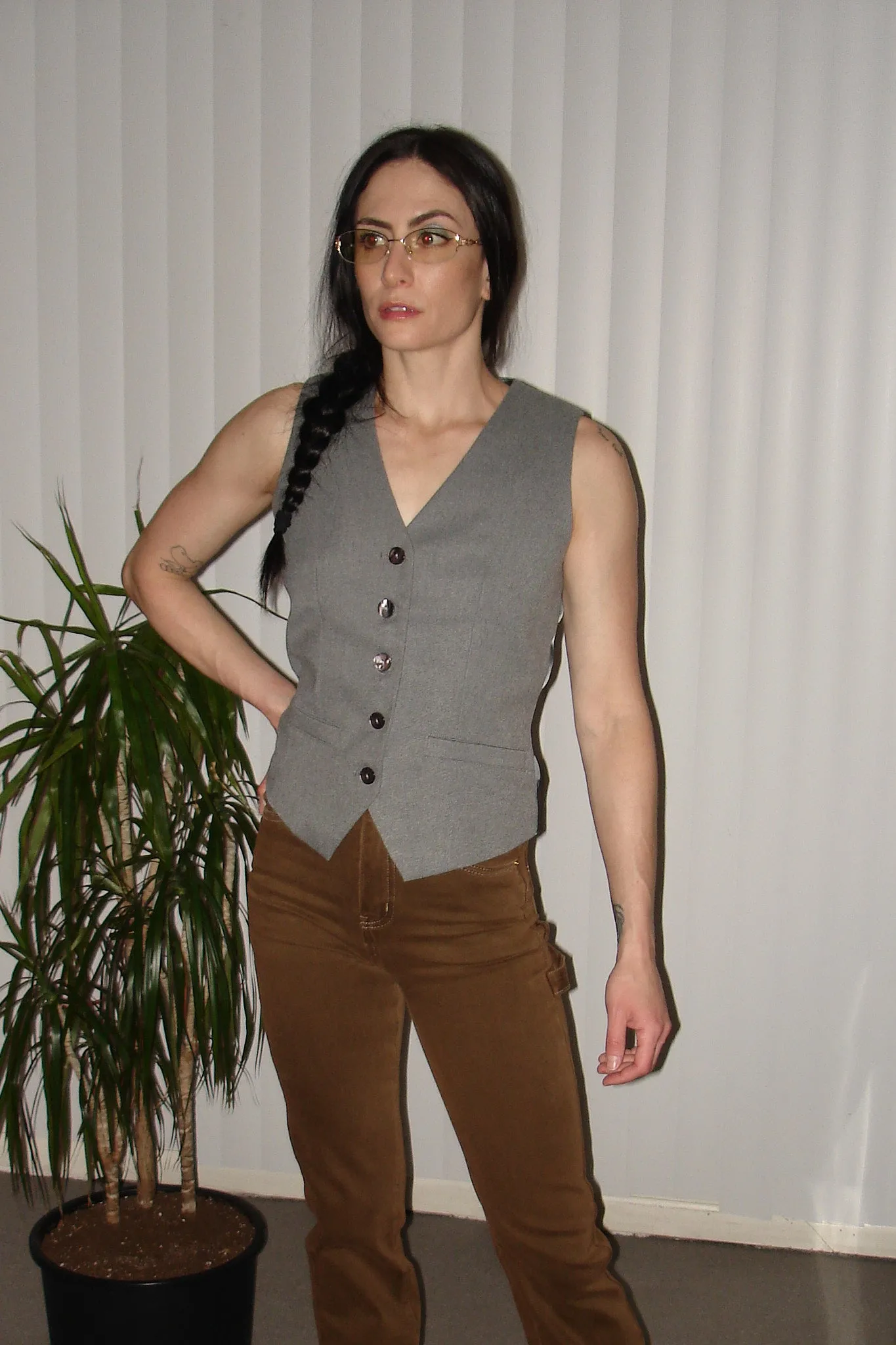 Pockets Suit Vest Gray