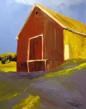 "Barn in a Field" by Janis Sanders - Contemporary Plein Air Landscape Painting