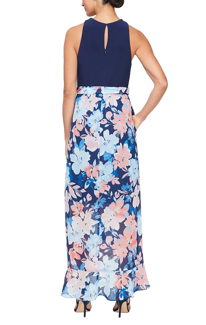 Regular - Halter Neck Tulip Ruffle Overlay Skirt with Twist Neckline Detail