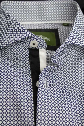 Rossini Navy Blue White Pattern LS Shirt