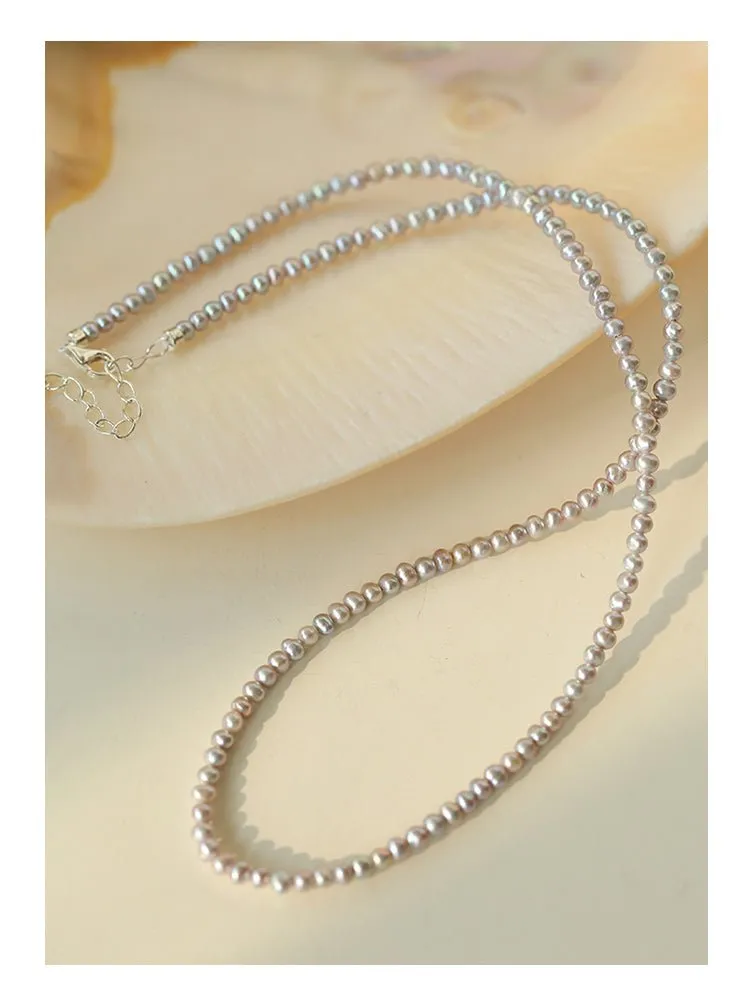 Silver Gray Mini Freshwater Pearl Necklace