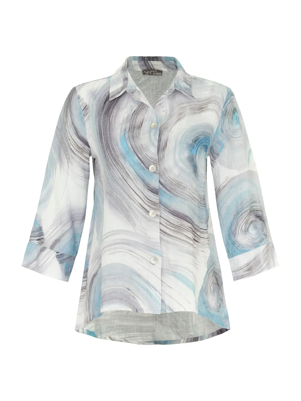 Simply art by Dolcezza - Linen blouse - Grey & Blue