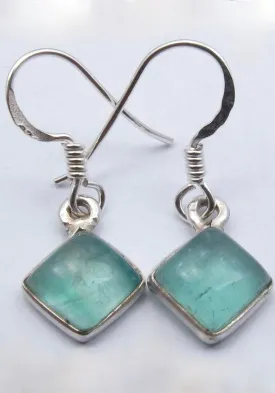 Solid Silver Apatite Diamond Shaped Drop Earrings