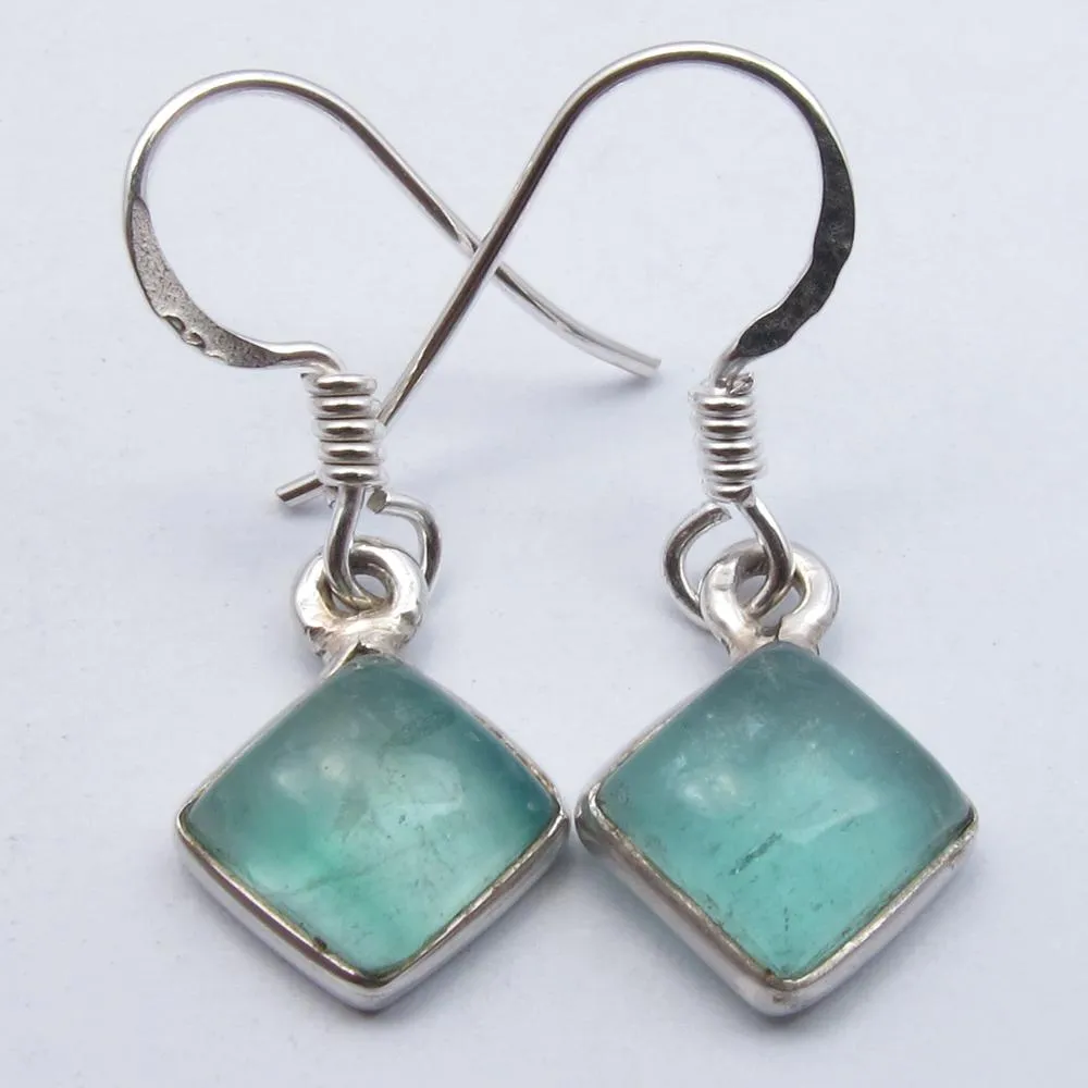 Solid Silver Apatite Diamond Shaped Drop Earrings