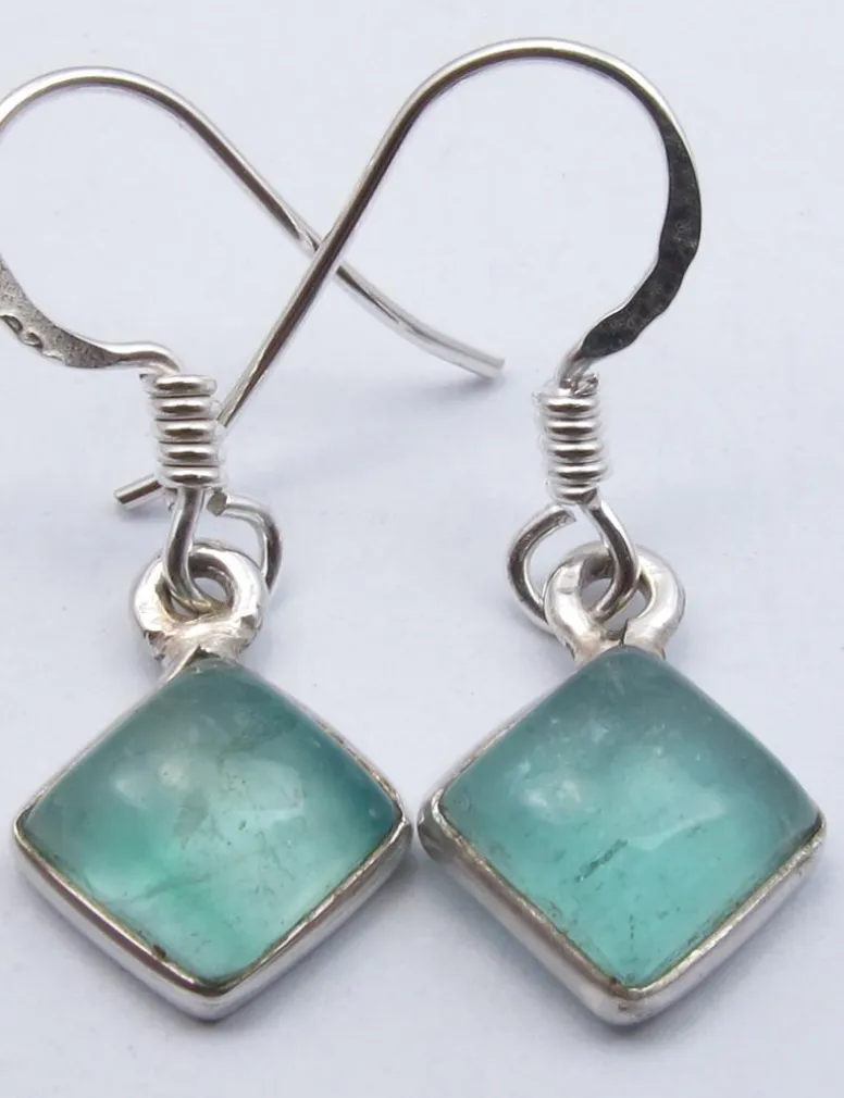 Solid Silver Apatite Diamond Shaped Drop Earrings