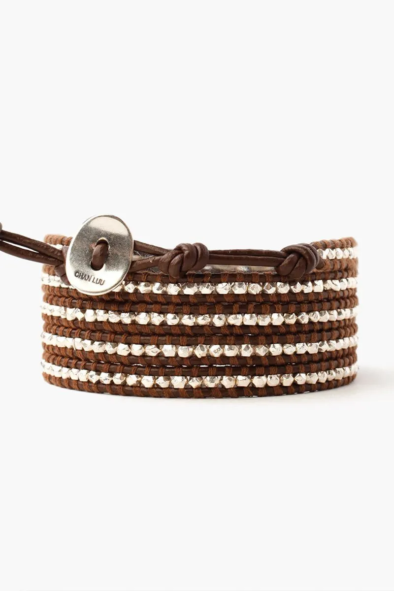 Sterling Silver Wrap Bracelet Brown