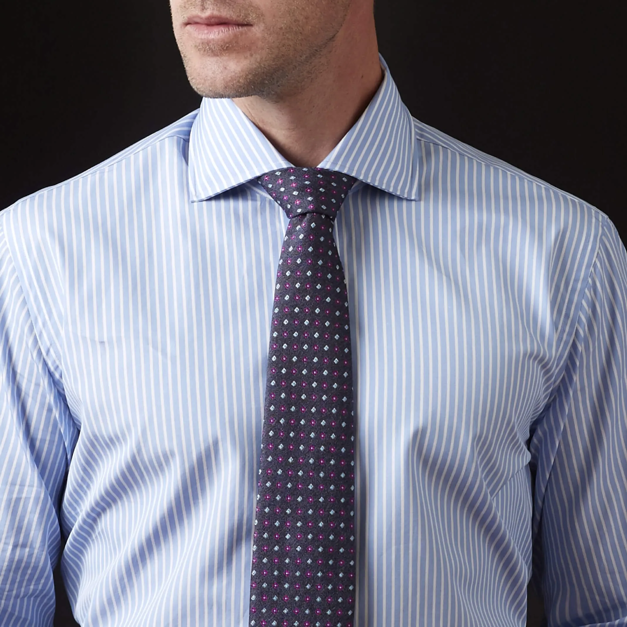 The Blue Albini Banker Stripe Ellington Twill Custom Shirt