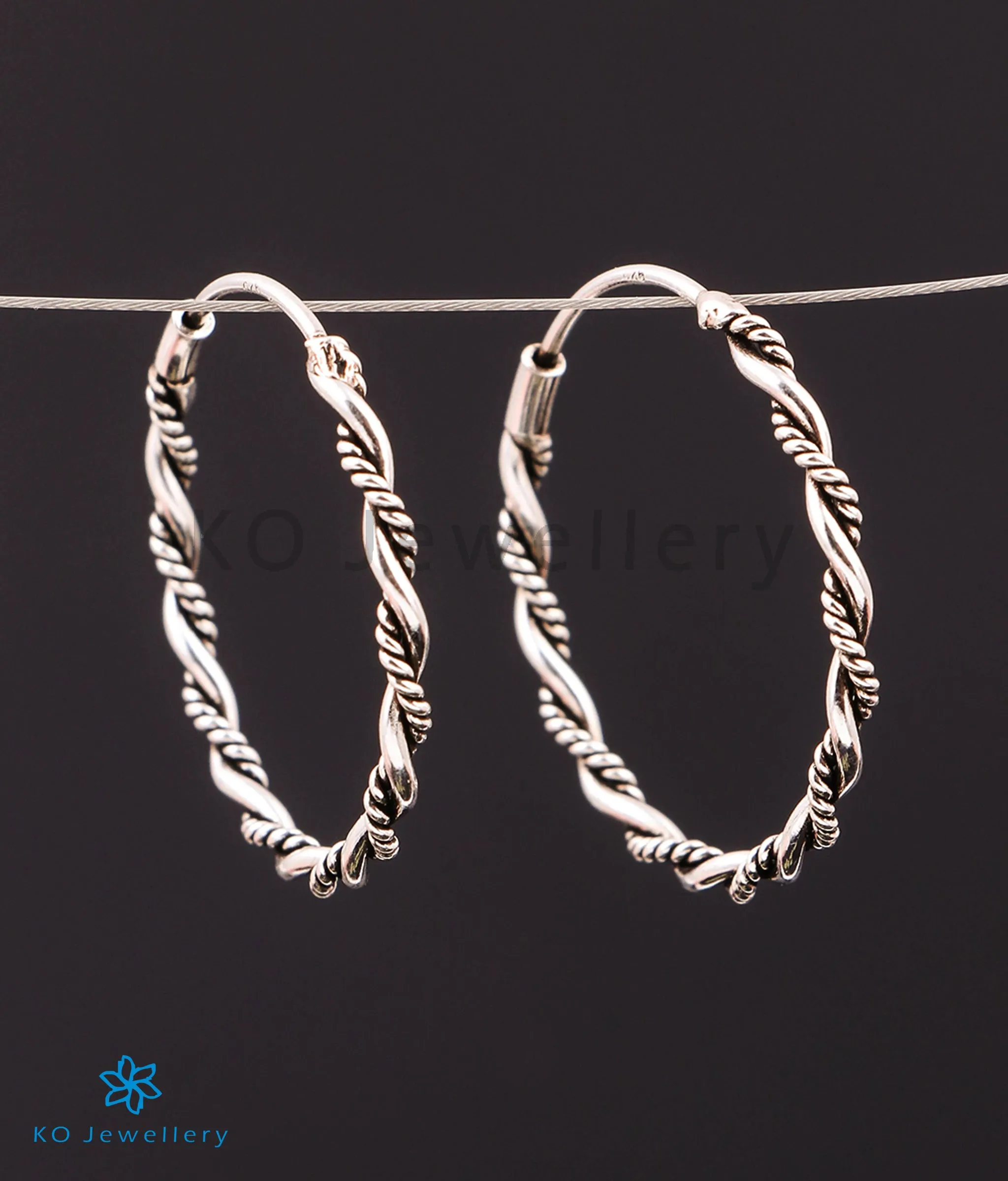 The Braid Silver Hoops (Oxidised/Medium)