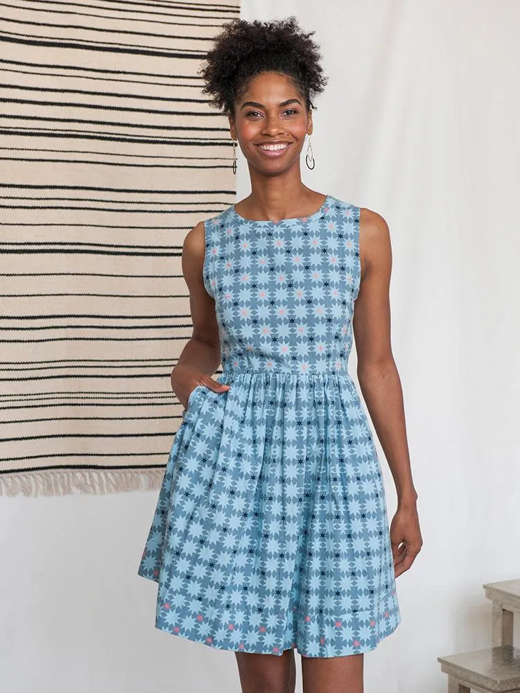 Tic Tac Toe Dress - Blue Quilt