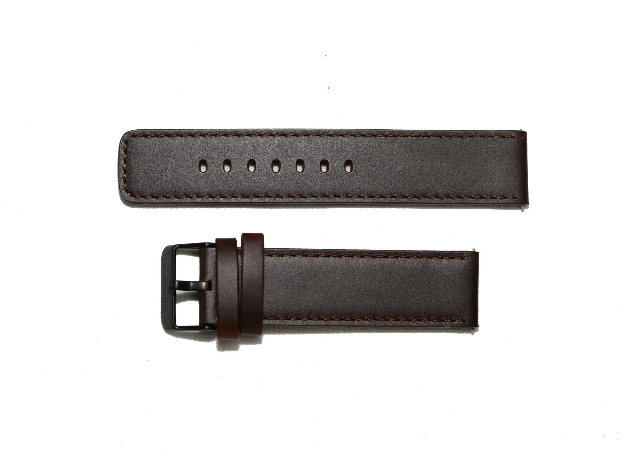 Watch Band- 22mm Dark Brown Square Edges w/Black Buckle (For 44mm and 48mm watch cases)